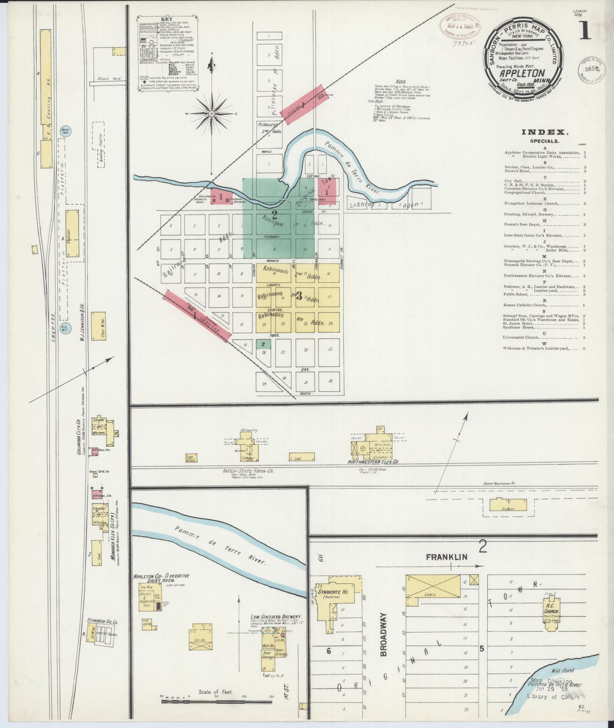 Sanborn Fire Insurance Map from Appleton, Swift County, Minnesota (1899), Sheet #0001 - Complete Map Set gallery image, historic Sanborn map, vintage wall art, Minnesota Minnesota