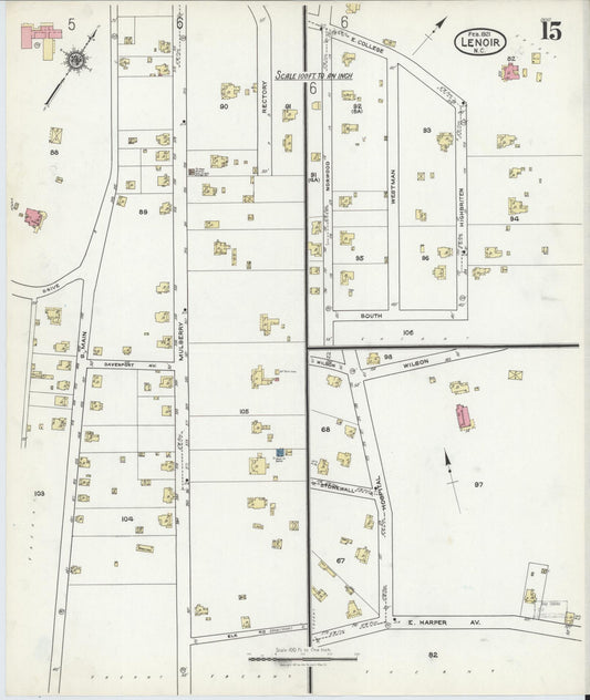 Sanborn Fire Insurance Map from Lenoir, Caldwell County, North Carolina (1921), Sheet #0015 - Historic Sanborn Fire Insurance Map Print, vintage old map wall art, antique decor, genealogy gift, North Carolina North Carolina map