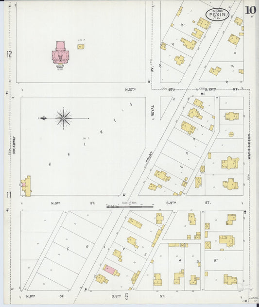 Sanborn Fire Insurance Map from Pekin, Tazewell County, Illinois (1903), Sheet #0010 - Historic Sanborn Fire Insurance Map Print, vintage old map wall art, antique decor, genealogy gift, Illinois Illinois map
