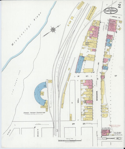 Sanborn Fire Insurance Map from East Dubuque, Jo Daviess County, Illinois (1921), Sheet #0002 - Historic Sanborn Fire Insurance Map Print, vintage old map wall art, antique decor, genealogy gift, Illinois Illinois map