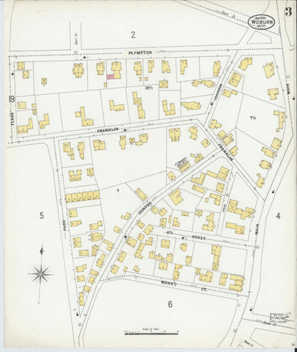 Sanborn Fire Insurance Map from Woburn, Middlesex County, Massachusetts (1899), Sheet #0003 - Historic Sanborn Fire Insurance Map Print, vintage old map wall art, antique decor, genealogy gift, Massachusetts Massachusetts map