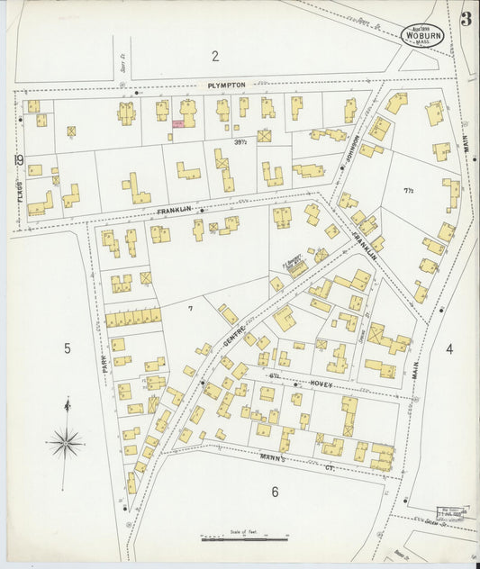 Sanborn Fire Insurance Map from Woburn, Middlesex County, Massachusetts (1899), Sheet #0003 - Historic Sanborn Fire Insurance Map Print, vintage old map wall art, antique decor, genealogy gift, Massachusetts Massachusetts map