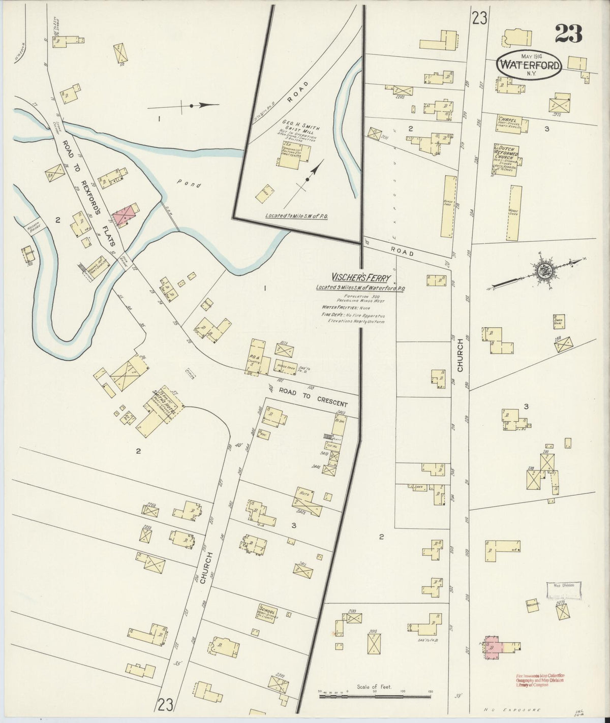 Sanborn Fire Insurance Map from Waterford, Saratoga County, New York (1914), Sheet #0023 - Complete Map Set gallery image, historic Sanborn map, vintage wall art, New York New York