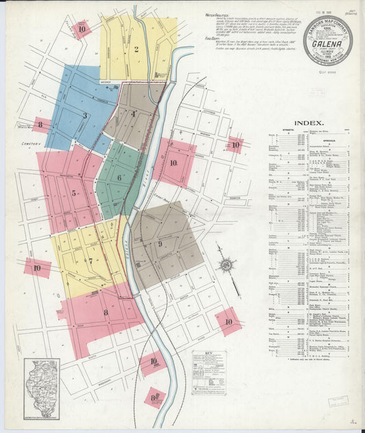 Sanborn Fire Insurance Map from Galena, Jo Daviess County, Illinois (1912), Sheet #0001 - Complete Map Set gallery image, historic Sanborn map, vintage wall art, Illinois Illinois