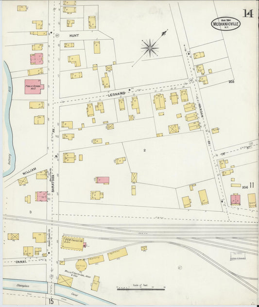 Sanborn Fire Insurance Map from Mechanicville, Saratoga County, New York (1904), Sheet #0013 - Historic Sanborn Fire Insurance Map Print, vintage old map wall art, antique decor, genealogy gift, New York New York map