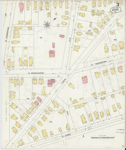 Sanborn Fire Insurance Map from Rome, Oneida County, New York (1904), Sheet #0003 - Complete Map Set gallery image, historic Sanborn map, vintage wall art, New York New York