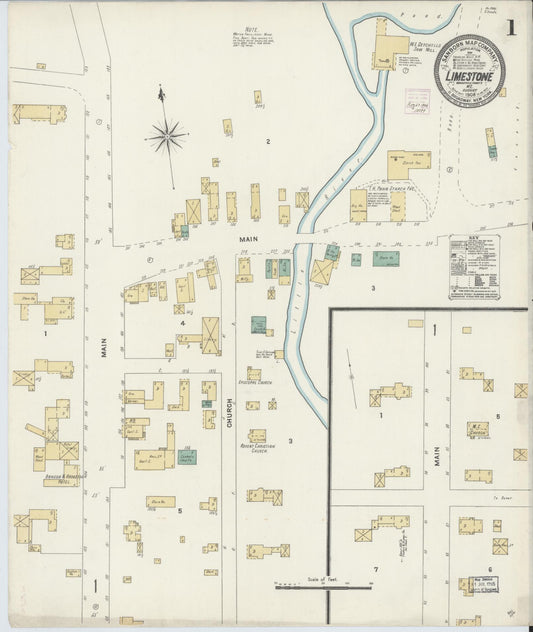Sanborn Fire Insurance Map from Limestone, Aroostook County, Maine (1908), Sheet #0001 - Historic Sanborn Fire Insurance Map Print, vintage old map wall art, antique decor, genealogy gift, Maine Maine map