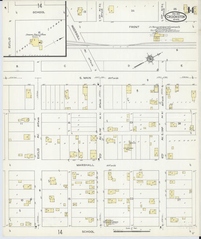 Sanborn Fire Insurance Map from Crookston, Polk County, Minnesota (1913), Sheet #0014 - Complete Map Set gallery image, historic Sanborn map, vintage wall art, Minnesota Minnesota