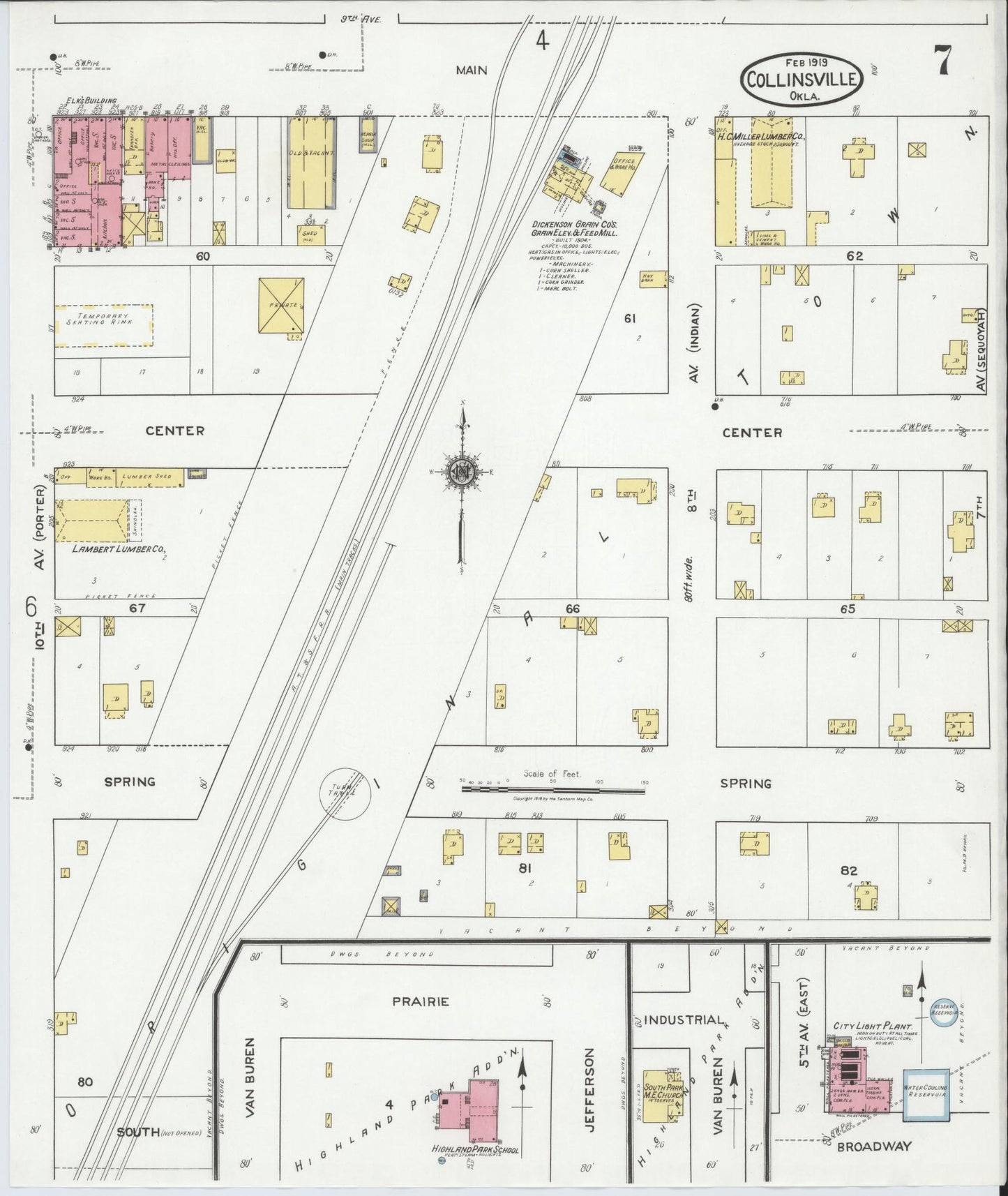 Sanborn Fire Insurance Map from Collinsville, Tulsa County, Oklahoma (1919), Sheet #0007 - Complete Map Set gallery image, historic Sanborn map, vintage wall art, Oklahoma Oklahoma