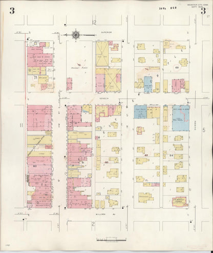 Sanborn Fire Insurance Map from Webster City, Hamilton County, Iowa (1950), Sheet #0003 - Historic Sanborn Fire Insurance Map Print, vintage old map wall art