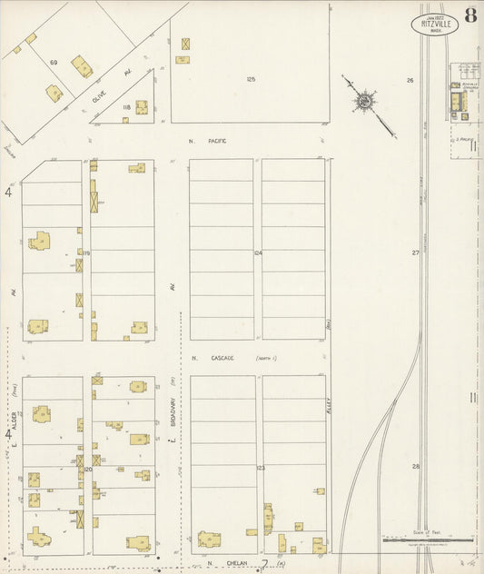 Sanborn Fire Insurance Map from Ritzville, Adams County, Washington (1922), Sheet #0008 - Historic Sanborn Fire Insurance Map Print, vintage old map wall art, antique decor, genealogy gift, Washington Washington map