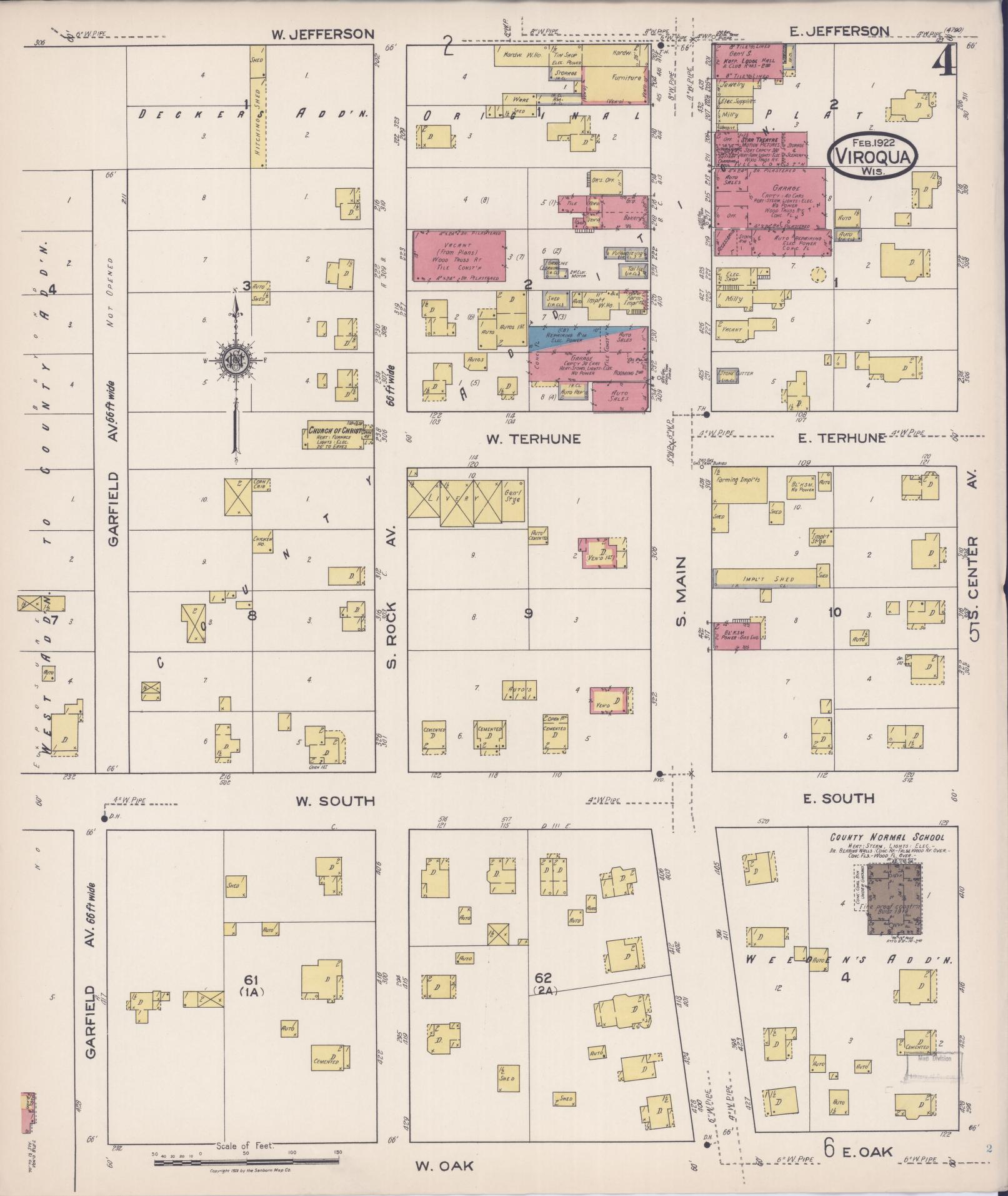 Sanborn Fire Insurance Map from Viroqua, Vernon County, Wisconsin (1922), Sheet #0004 - Complete Map Set gallery image, historic Sanborn map, vintage wall art, Wisconsin Wisconsin