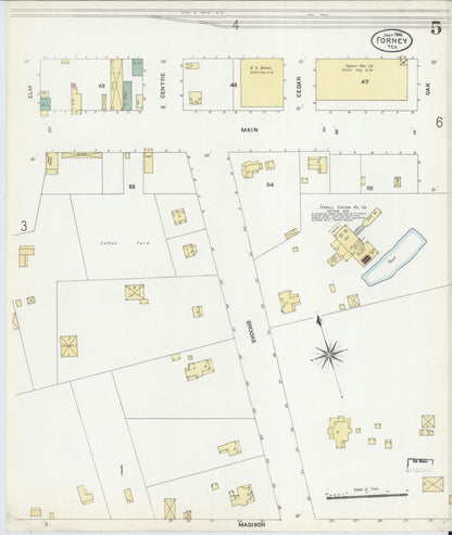 Sanborn Fire Insurance Map from Forney, Kaufman County, Texas (1906), Sheet #0005 - Complete Map Set gallery image, historic Sanborn map, vintage wall art, Texas Texas