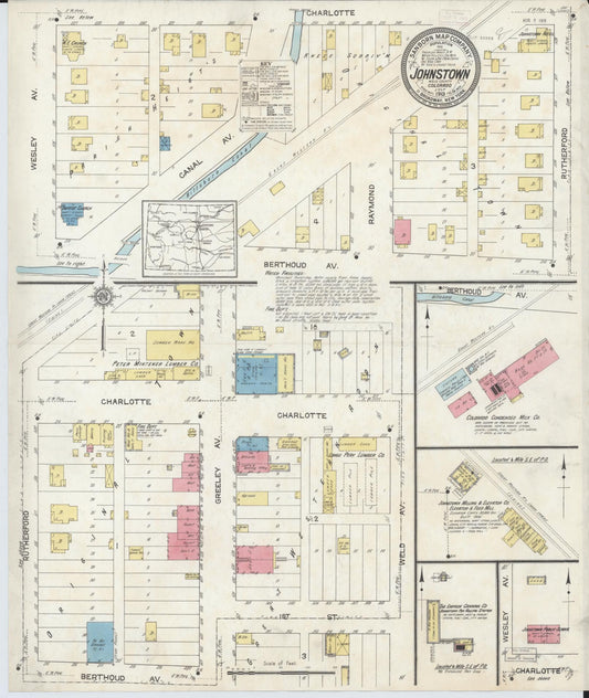 Sanborn Fire Insurance Map from Johnstown, Weld County, Colorado (1913), Sheet #0001 - Historic Sanborn Fire Insurance Map Print, vintage old map wall art, antique decor, genealogy gift, Colorado Colorado map