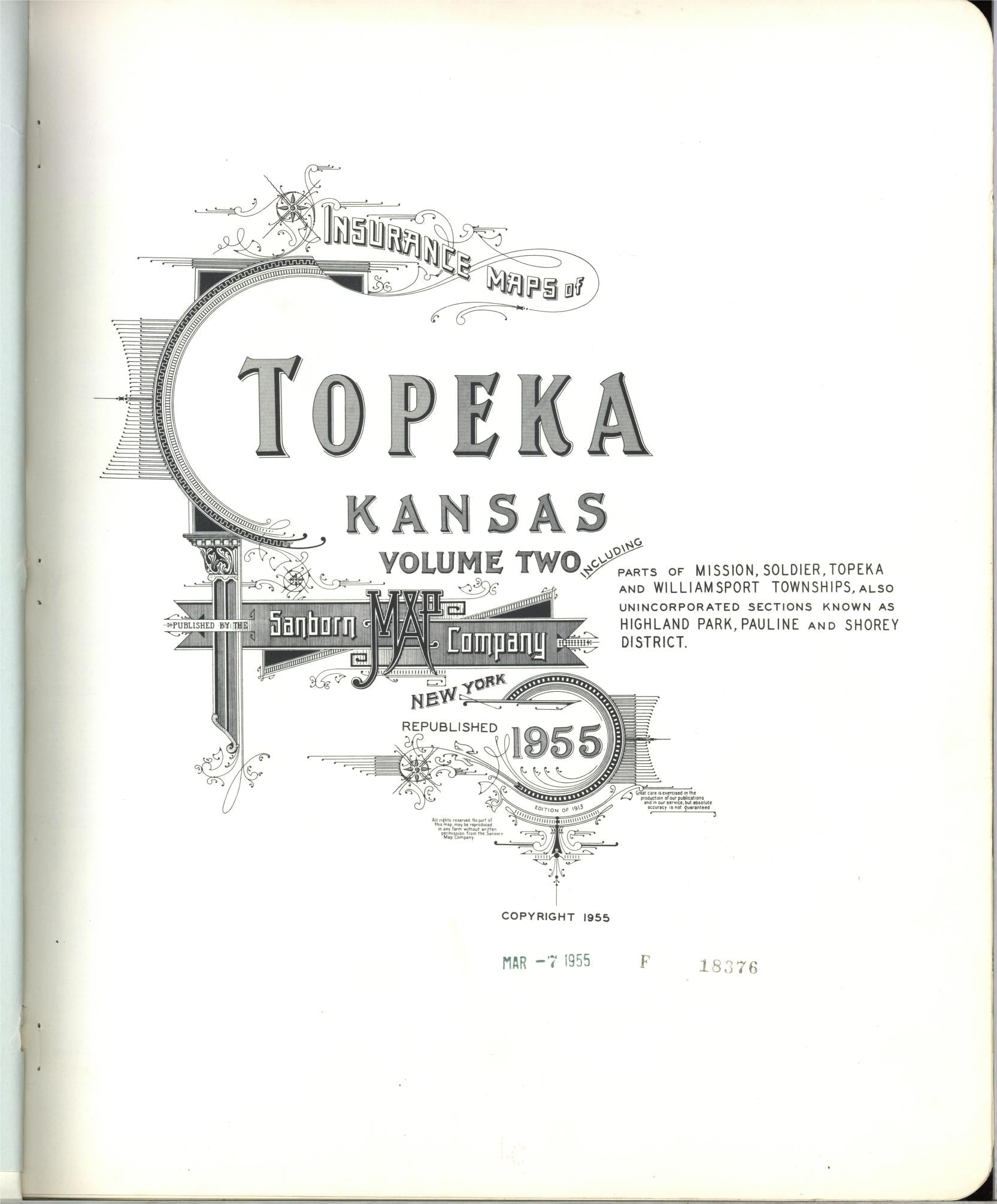 Sanborn Fire Insurance Map from Topeka, Shawnee County, Kansas (1955), Sheet #0001 - Historic Sanborn Fire Insurance Map Print, vintage old map wall art, antique decor, genealogy gift, Kansas Kansas map