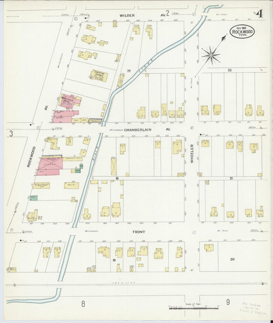 Sanborn Fire Insurance Map from Rockwood, Roane County, Tennessee (1908), Sheet #0004 - Historic Sanborn Fire Insurance Map Print, vintage old map wall art, antique decor, genealogy gift, Tennessee Tennessee map