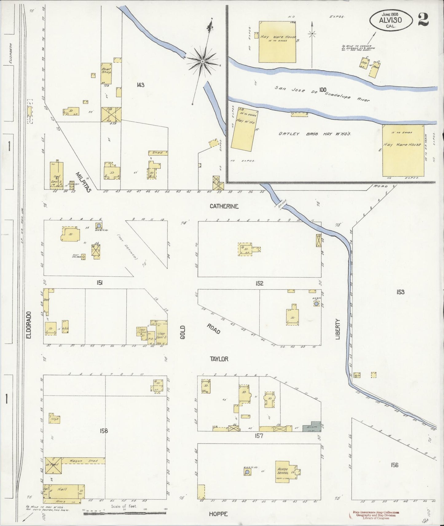Sanborn Fire Insurance Map from Alviso, Santa Clara County, California (1908), Sheet #0002 - Historic Sanborn Fire Insurance Map Print, vintage old map wall art, antique decor, genealogy gift, California California map