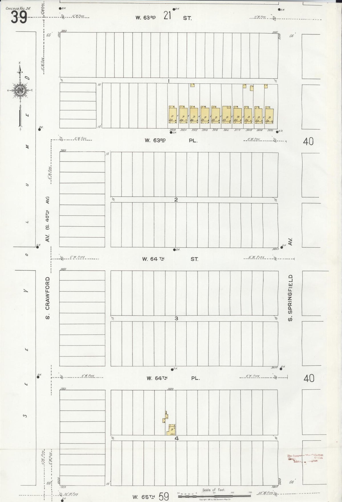 Sanborn Fire Insurance Map from Chicago, Cook County, Illinois (1920), Sheet #0039 - Historic Sanborn Fire Insurance Map Print, vintage old map wall art, antique decor, genealogy gift, Illinois Illinois map