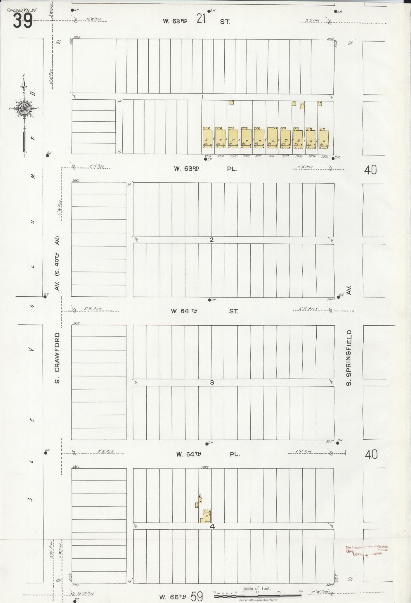 Sanborn Fire Insurance Map from Chicago, Cook County, Illinois (1920), Sheet #0039 - Historic Sanborn Fire Insurance Map Print, vintage old map wall art, antique decor, genealogy gift, Illinois Illinois map