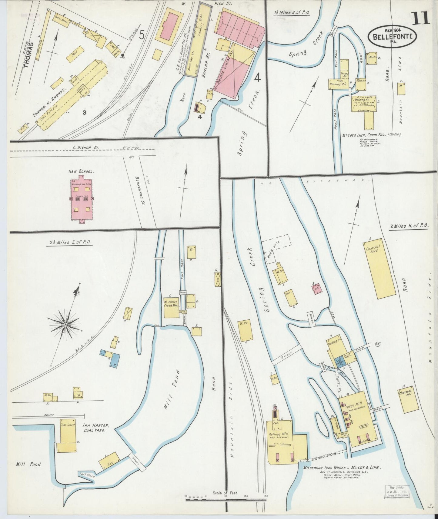 Sanborn Fire Insurance Map from Bellefonte, Centre County, Pennsylvania (1904), Sheet #0011 - Historic Sanborn Fire Insurance Map Print, vintage old map wall art, antique decor, genealogy gift, Pennsylvania Pennsylvania map