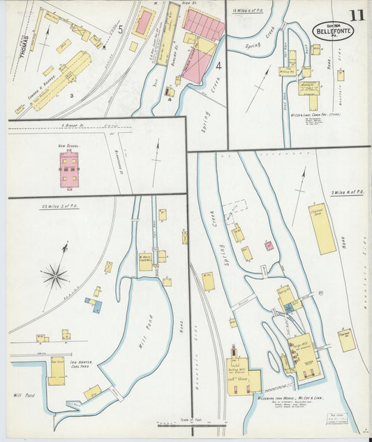 Sanborn Fire Insurance Map from Bellefonte, Centre County, Pennsylvania (1904), Sheet #0011 - Historic Sanborn Fire Insurance Map Print, vintage old map wall art, antique decor, genealogy gift, Pennsylvania Pennsylvania map