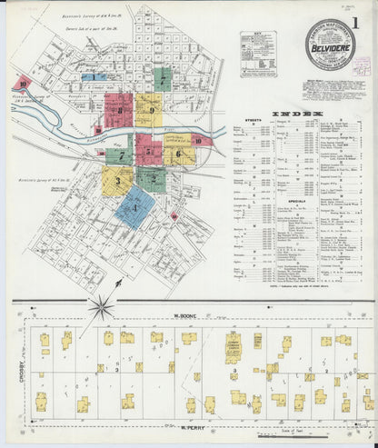 Sanborn Fire Insurance Map from Belvidere, Boone County, Illinois (1904), Sheet #0001 - Historic Sanborn Fire Insurance Map Print, vintage old map wall art, antique decor, genealogy gift, Illinois Illinois map