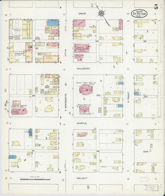 Sanborn Fire Insurance Map from Saint Peter, Nicollet County, Minnesota (1914), Sheet #0005 - Historic Sanborn Fire Insurance Map Print, vintage old map wall art, antique decor, genealogy gift, Minnesota Minnesota map
