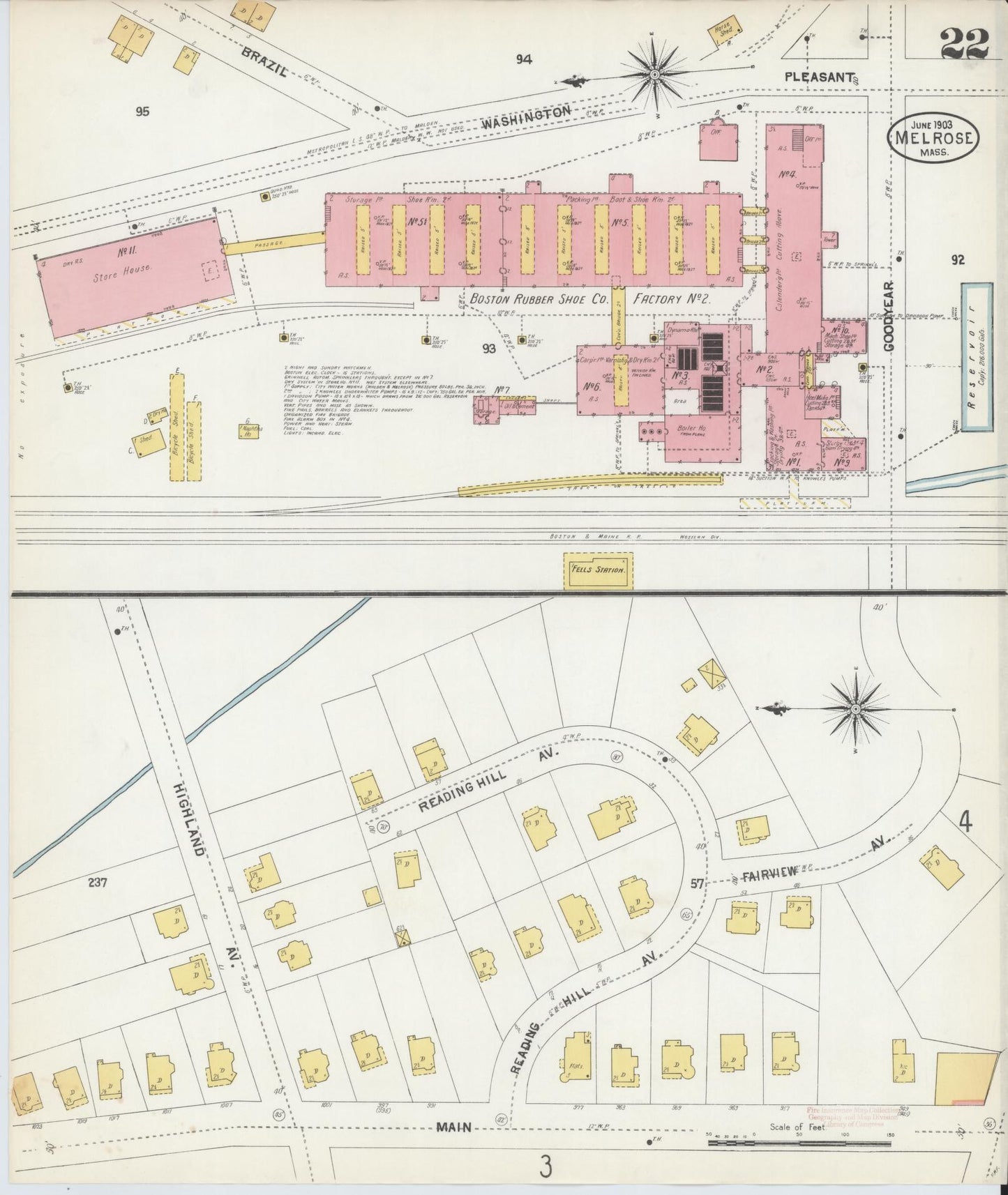 Sanborn Fire Insurance Map from Melrose, Middlesex County, Massachusetts (1903), Sheet #0022 - Complete Map Set gallery image, historic Sanborn map, vintage wall art, Massachusetts Massachusetts