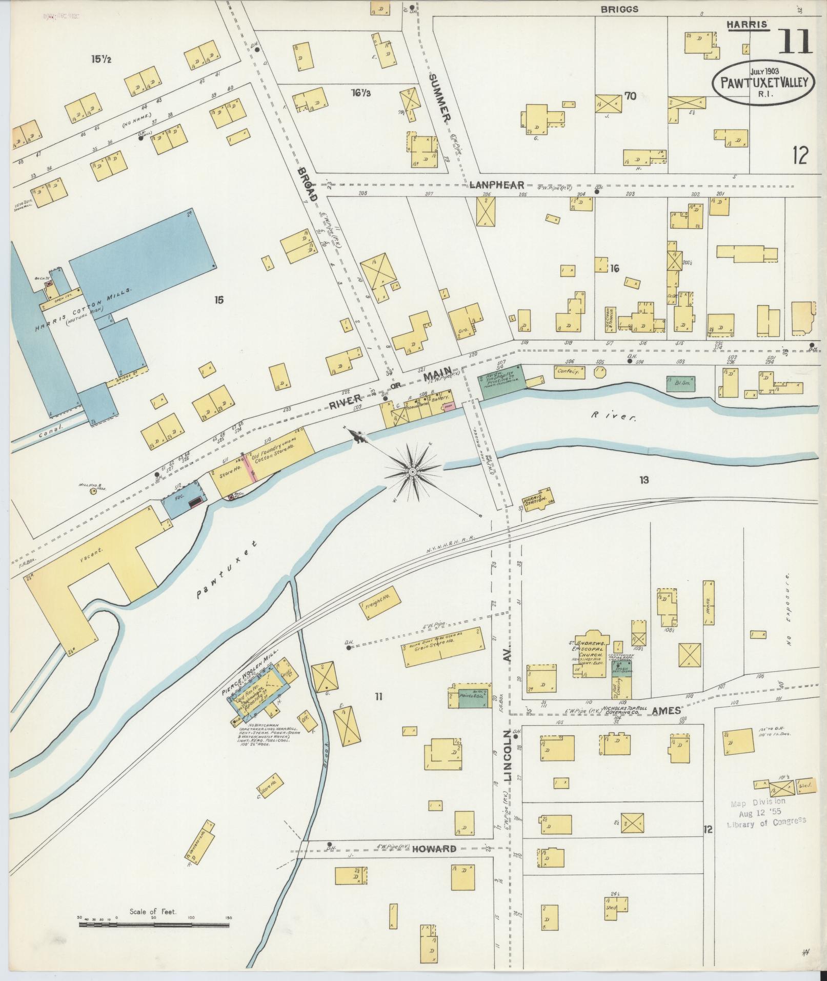 Sanborn Fire Insurance Map from Pawtuxet Valley, Kent and Providence Counties, Rhode Island (1903), Sheet #0011 - Historic Sanborn Fire Insurance Map Print, vintage old map wall art, antique decor, genealogy gift, Washington Washington map