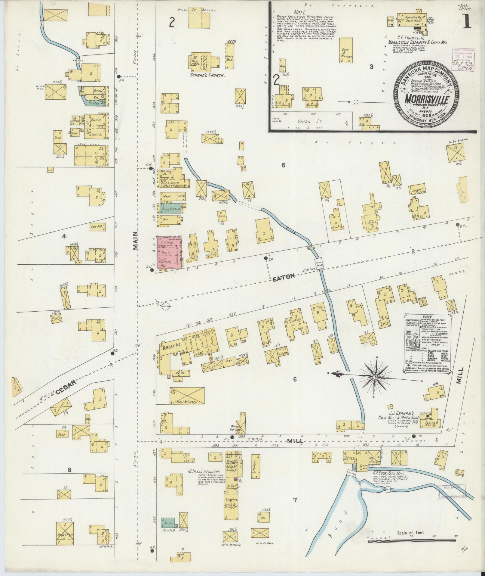 Sanborn Fire Insurance Map from Morrisville, Madison County, New York. (1906) – Historic Sanborn Fire Insurance Map Print