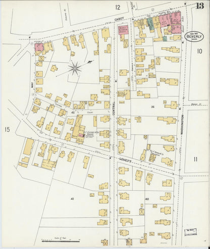Sanborn Fire Insurance Map from Beverly, Essex County, Massachusetts (1901), Sheet #0013 - Complete Map Set gallery image, historic Sanborn map, vintage wall art, Massachusetts Massachusetts