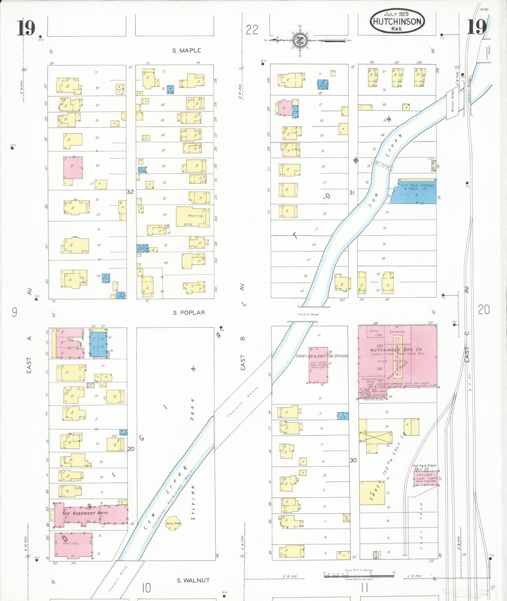 Sanborn Fire Insurance Map from Hutchinson, Reno County, Kansas (1929), Sheet #0020 - Complete Map Set gallery image, historic Sanborn map, vintage wall art, Kansas Kansas