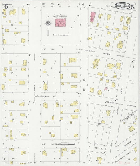 Sanborn Fire Insurance Map from Granite Falls, Yellow Medicine And Chippewa Counties, Minnesota (1930), Sheet #0005 - Historic Sanborn Fire Insurance Map Print, vintage old map wall art, antique decor, genealogy gift, Minnesota Minnesota map
