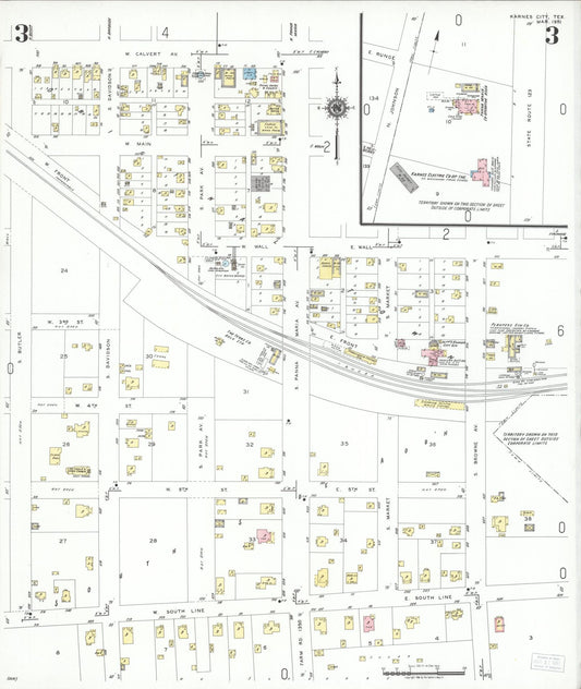 Sanborn Fire Insurance Map from Karnes City, Karnes County, Texas (1951), Sheet #0003 - Historic Sanborn Fire Insurance Map Print, vintage old map wall art, antique decor, genealogy gift, Texas Texas map