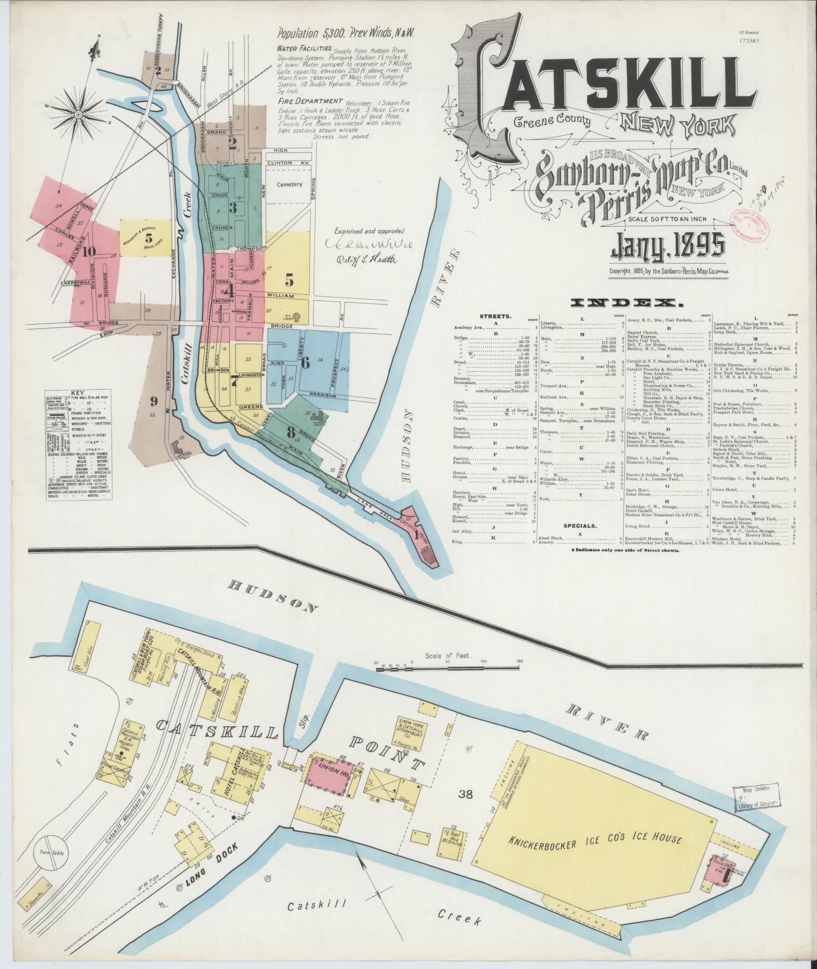 Sanborn Fire Insurance Map from Catskill, Greene County, New York. (1895) – Historic Sanborn Fire Insurance Map Print