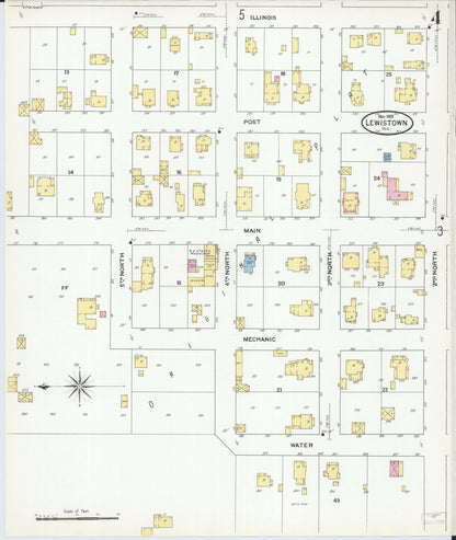 Sanborn Fire Insurance Map from Lewistown, Fulton County, Illinois (1909), Sheet #0004 - Complete Map Set gallery image, historic Sanborn map, vintage wall art, Illinois Illinois