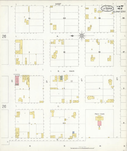 Sanborn Fire Insurance Map from La Grande, Union County, Oregon (1903), Sheet #0027 - Complete Map Set gallery image, historic Sanborn map, vintage wall art, Oregon Oregon