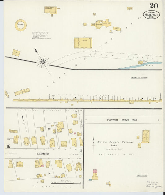 Sanborn Fire Insurance Map from Mount Vernon, Knox County, Ohio (1907), Sheet #0020 - Historic Sanborn Fire Insurance Map Print, vintage old map wall art, antique decor, genealogy gift, Ohio Ohio map