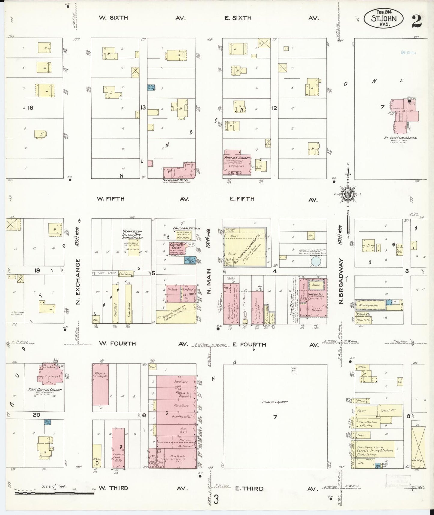Sanborn Fire Insurance Map from Saint John, Stafford County, Kansas (1914), Sheet #0002 - Complete Map Set gallery image, historic Sanborn map, vintage wall art, Kansas Kansas