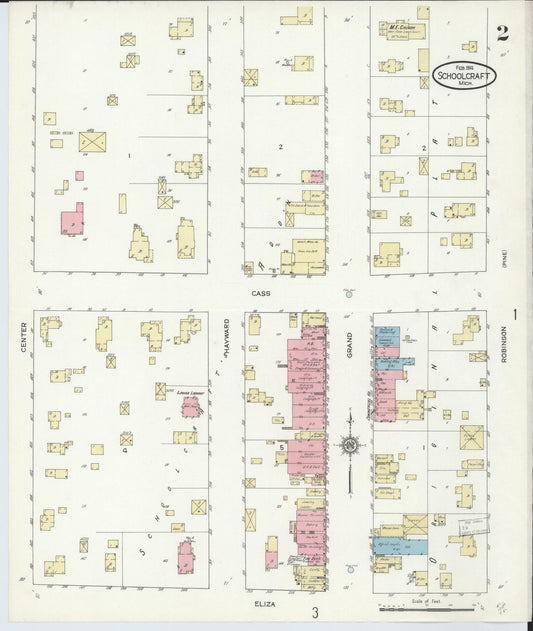 Sanborn Fire Insurance Map from Schoolcraft, Kalamazoo County, Michigan (1914), Sheet #0002 - Historic Sanborn Fire Insurance Map Print, vintage old map wall art, antique decor, genealogy gift, Michigan Michigan map