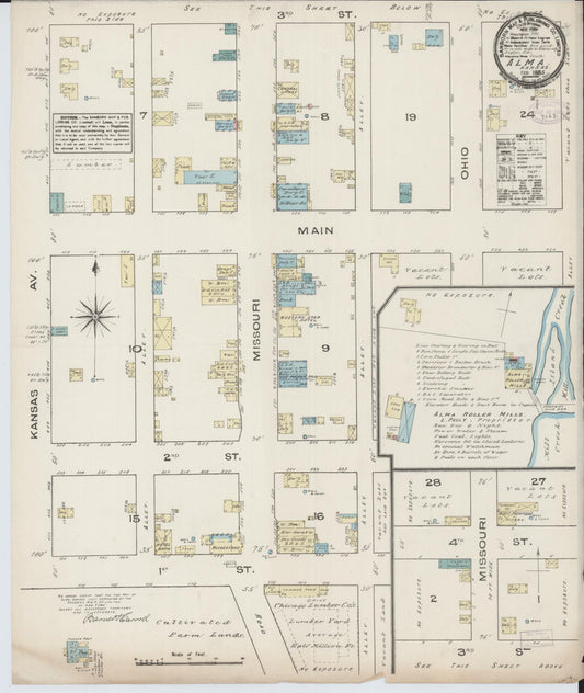 Sanborn Fire Insurance Map from Alma, Wabaunsee County, Kansas. (1885) – Historic Sanborn Fire Insurance Map Print