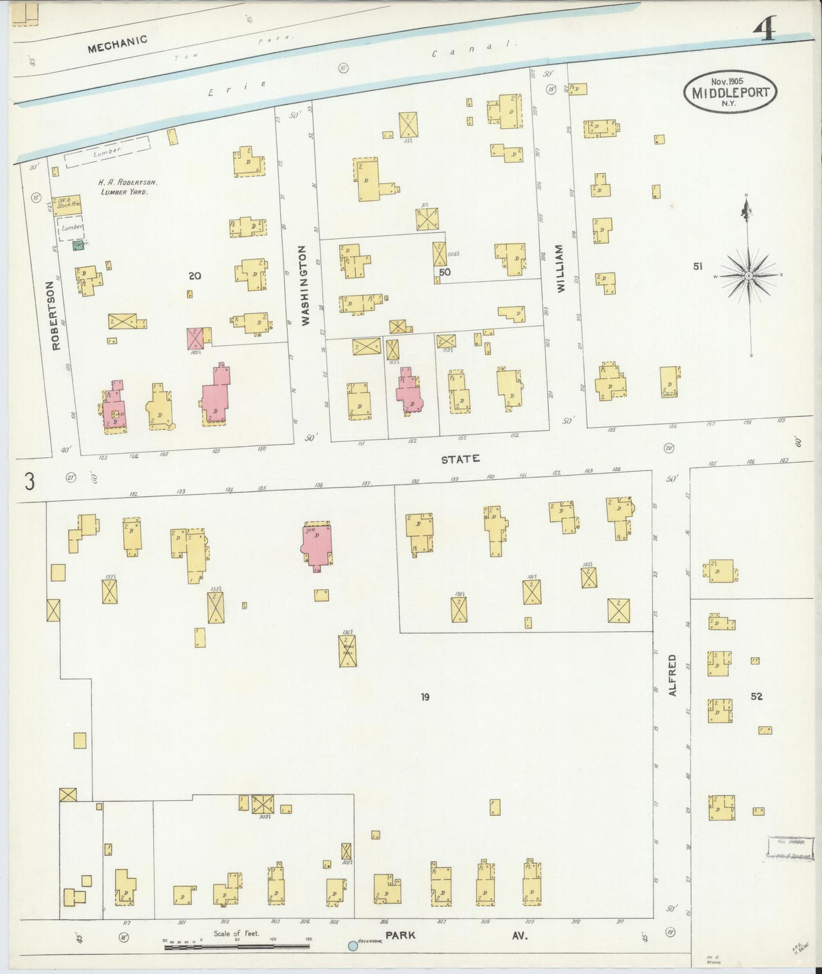 Sanborn Fire Insurance Map from Middleport, Niagara County, New York (1905), Sheet #0004 - Complete Map Set gallery image, historic Sanborn map, vintage wall art, New York New York