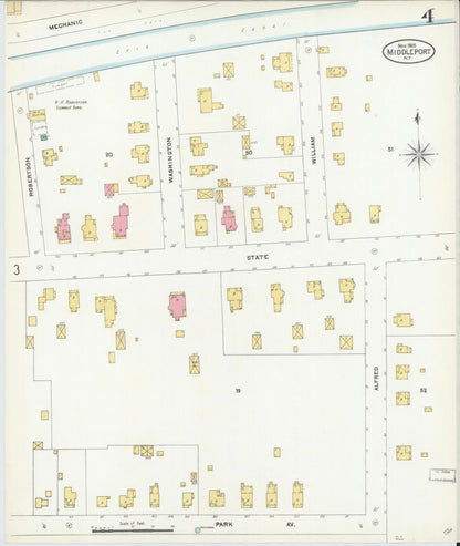 Sanborn Fire Insurance Map from Middleport, Niagara County, New York (1905), Sheet #0004 - Complete Map Set gallery image, historic Sanborn map, vintage wall art, New York New York