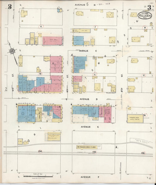 Sanborn Fire Insurance Map from Killeen, Bell County, Texas (1937), Sheet #0003 - Historic Sanborn Fire Insurance Map Print, vintage old map wall art, antique decor, genealogy gift, Texas Texas map