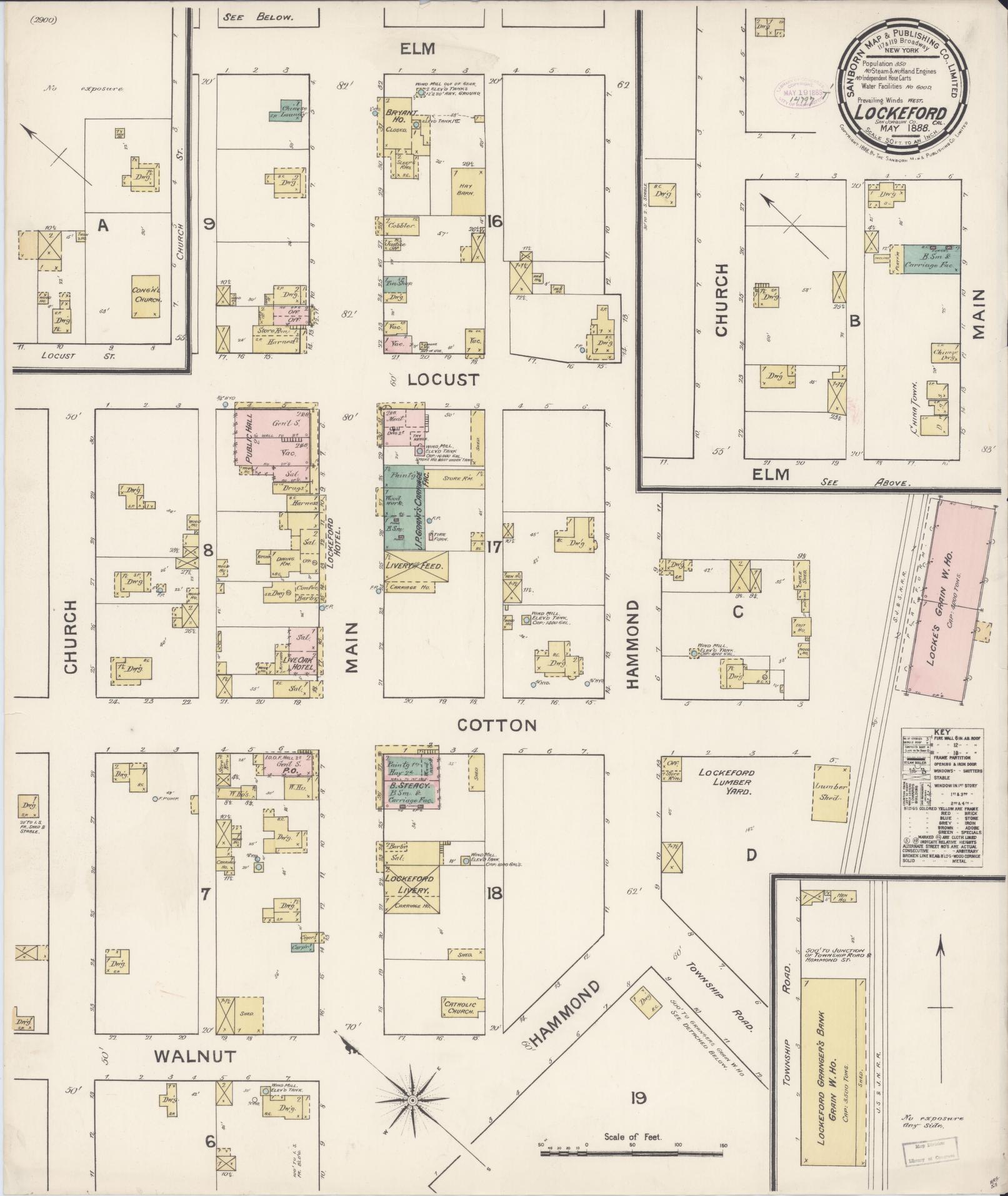 Sanborn Fire Insurance Map from Lockeford, San Joaquin County, California (1888), Sheet #0001 - Historic Sanborn Fire Insurance Map Print, vintage old map wall art, antique decor, genealogy gift, California California map