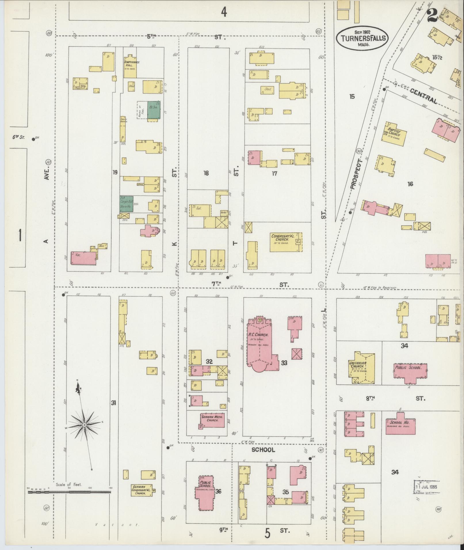 Sanborn Fire Insurance Map from Turners Falls, Franklin County, Massachusetts (1902), Sheet #0002 - Historic Sanborn Fire Insurance Map Print, vintage old map wall art, antique decor, genealogy gift, Massachusetts Massachusetts map