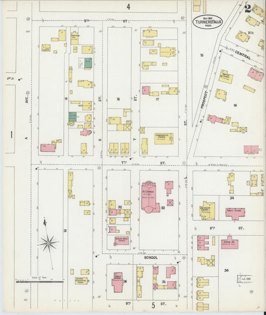 Sanborn Fire Insurance Map from Turners Falls, Franklin County, Massachusetts (1902), Sheet #0002 - Historic Sanborn Fire Insurance Map Print, vintage old map wall art, antique decor, genealogy gift, Massachusetts Massachusetts map