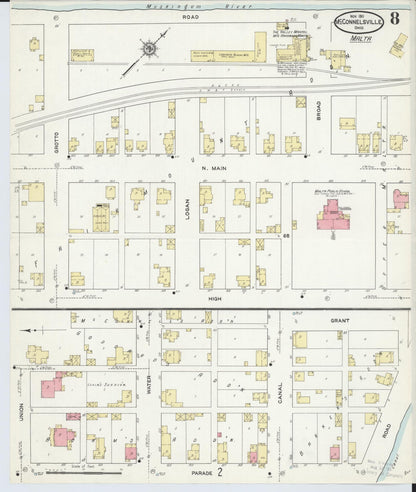 Sanborn Fire Insurance Map from McConnelsville, Morgan County, Ohio (1911), Sheet #0008 - Historic Sanborn Fire Insurance Map Print, vintage old map wall art, antique decor, genealogy gift, Ohio Ohio map