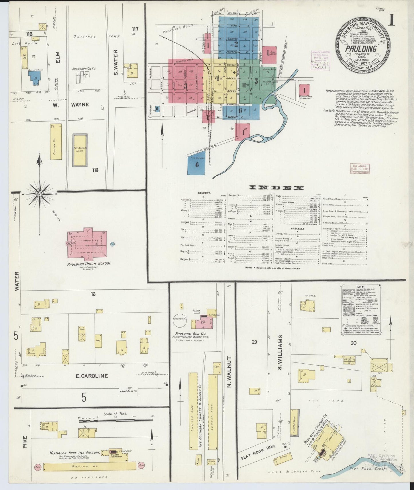 Sanborn Fire Insurance Map from Paulding, Paulding County, Ohio (1907), Sheet #0001 - Complete Map Set gallery image, historic Sanborn map, vintage wall art, Ohio Ohio