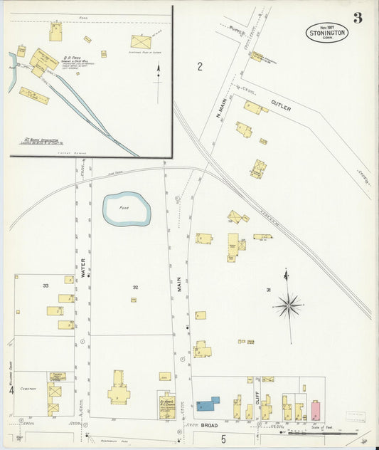 Sanborn Fire Insurance Map from Stonington, New London County, Connecticut (1907), Sheet #0003 - Historic Sanborn Fire Insurance Map Print, vintage old map wall art, antique decor, genealogy gift, Connecticut Connecticut map
